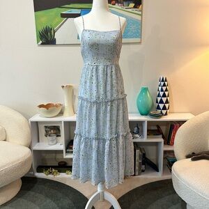 Floral Blue Spaghetti Strap Dress